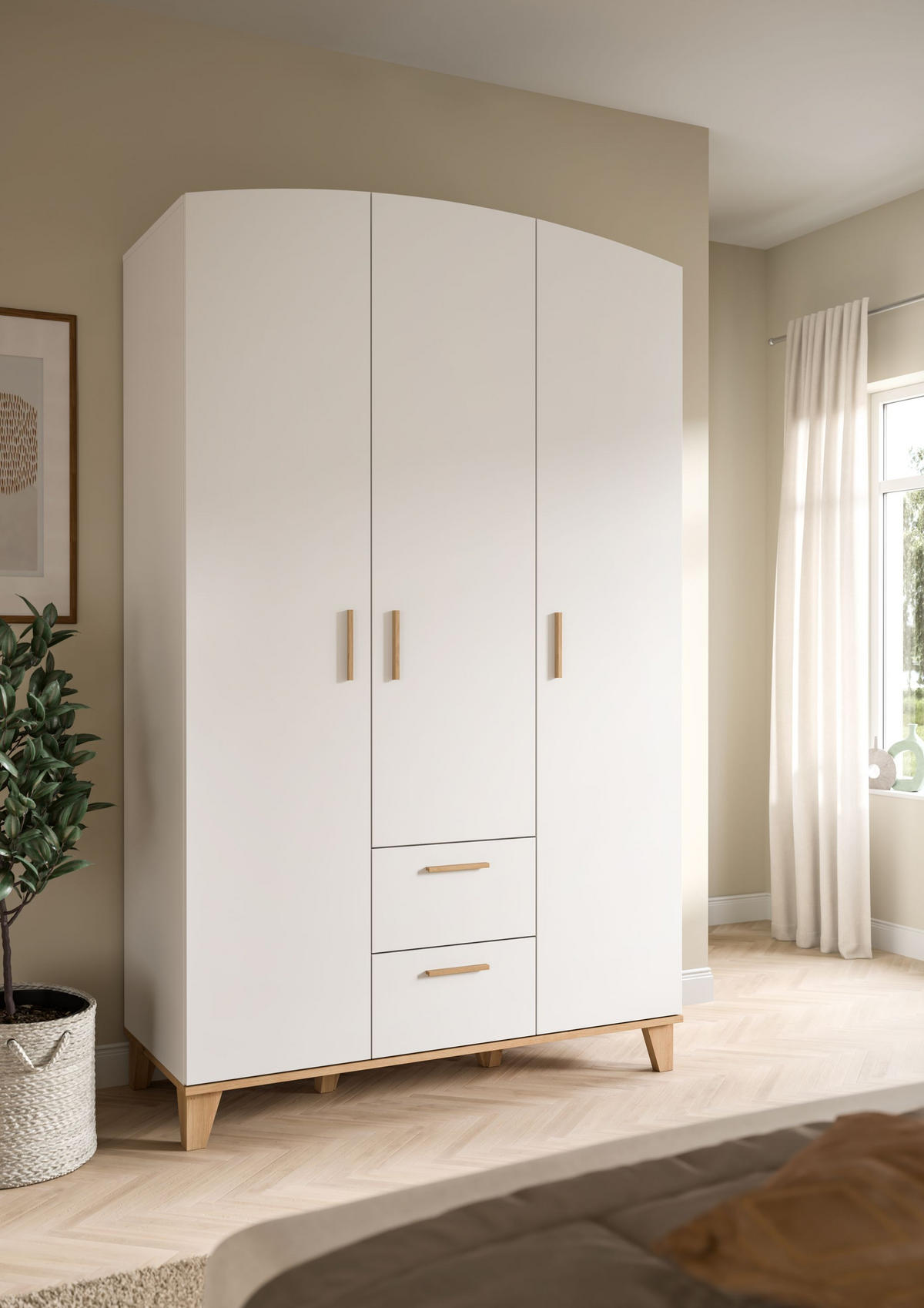 KLEIDERSCHRANK 3-türig STELLA (B/H/T: ca. 122/198/51 cm) in weiß/weiß - Weiß, Holzwerkstoff (122/198/51cm)