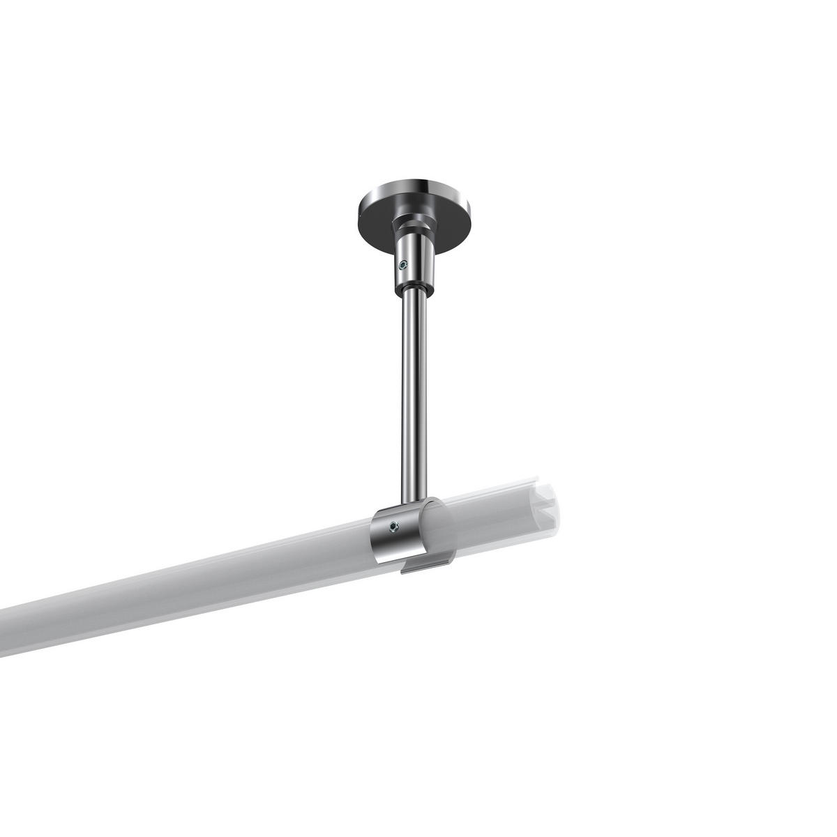 DECKENTRÄGER FÜR GARDINENSTANGEN 20 mm Ø, Sonette 1-läufig, Chrom - Chromfarben, Metall (4.3/14.2/4.3cm) - INTERDECO