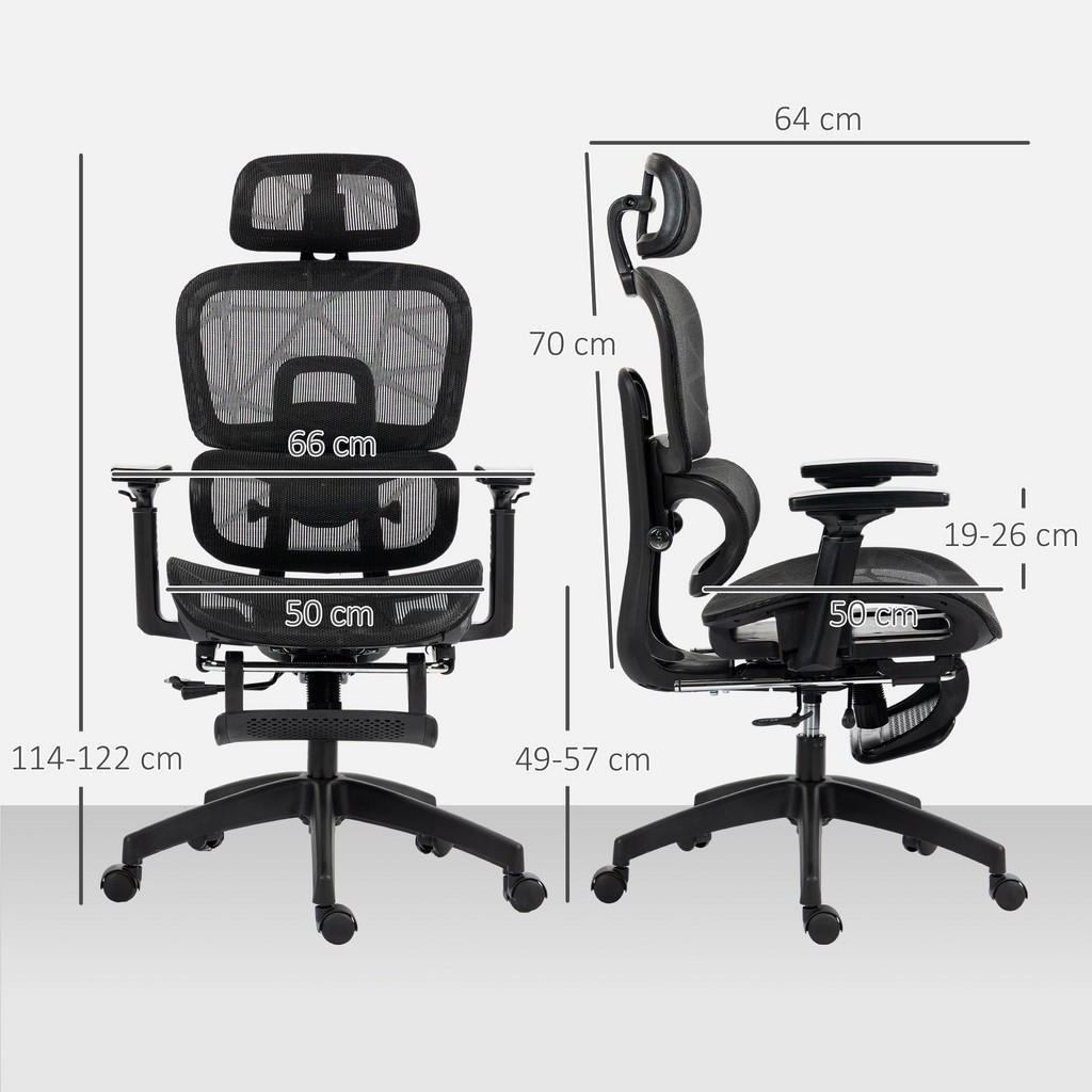 Thumbnail - Homcom Bürostuhl, Schwarz, Textil, 66x122x64 cm, Arbeitszimmer, Bürostühle, Drehstühle