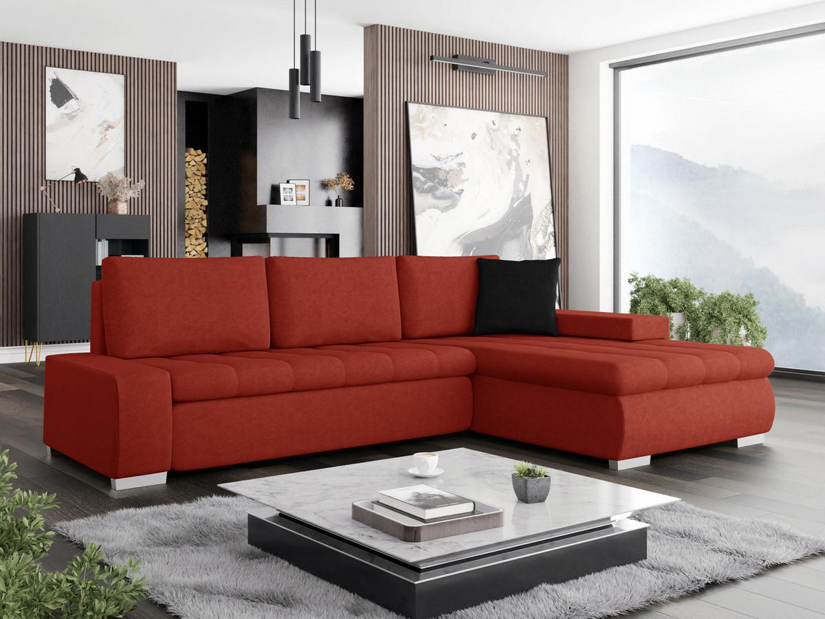 ECKSOFA Orkan Mini - Rot, Holz/Textil (265/185cm) - MIRJAN24