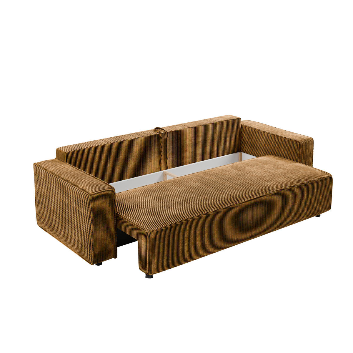 SCHLAFSOFA BRIK 3-Sitzer Cord Poso Senfgelb - Schlaffunktion DL & Bettkasten - Gelb, Textil (238/94/94cm) - Excellent Home