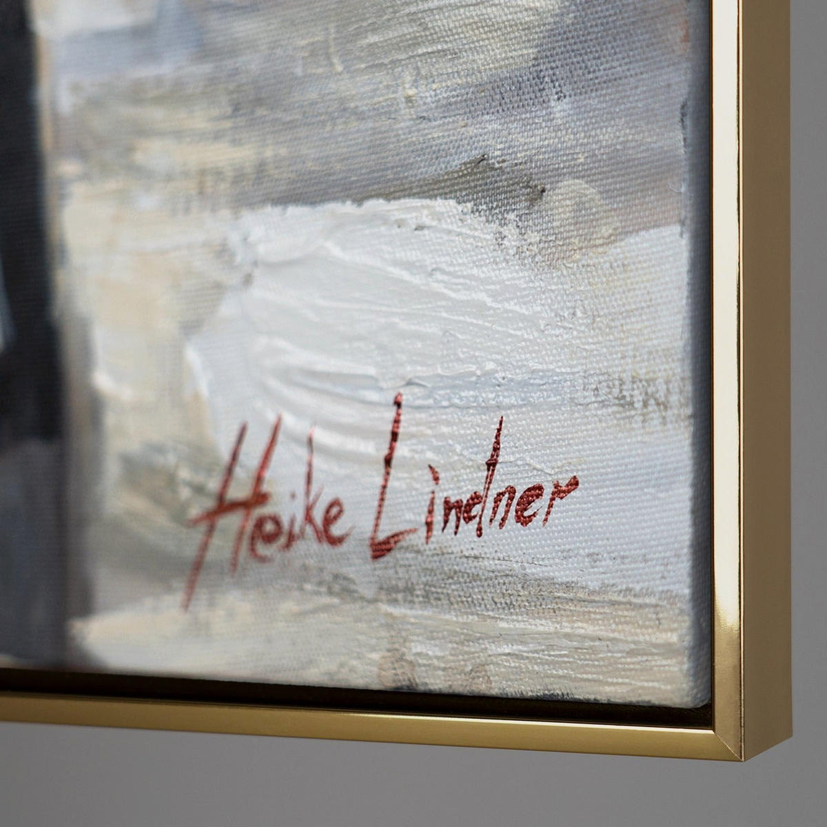 GEMÄLDE Städtische Atmosphäre Schattenfugenrahmen Gold 120x80 cm - Goldfarben, Holz (120/80cm) - YS-art gallery