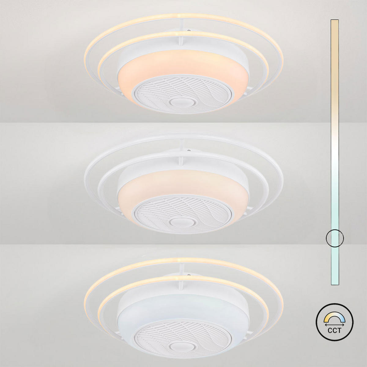 LED DECKENLEUCHTE Romario Weiß mit Ventilator - Weiß, Metall (73/73/23cm) - Globo Lighting