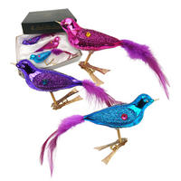 CHRISTBAUMSCHMUCK Kleine Vögel Elegante Weihnachten Mehrfarbig 8cm (Glas / 3 Stk.) - Multicolor, Glas (3/4/8cm)