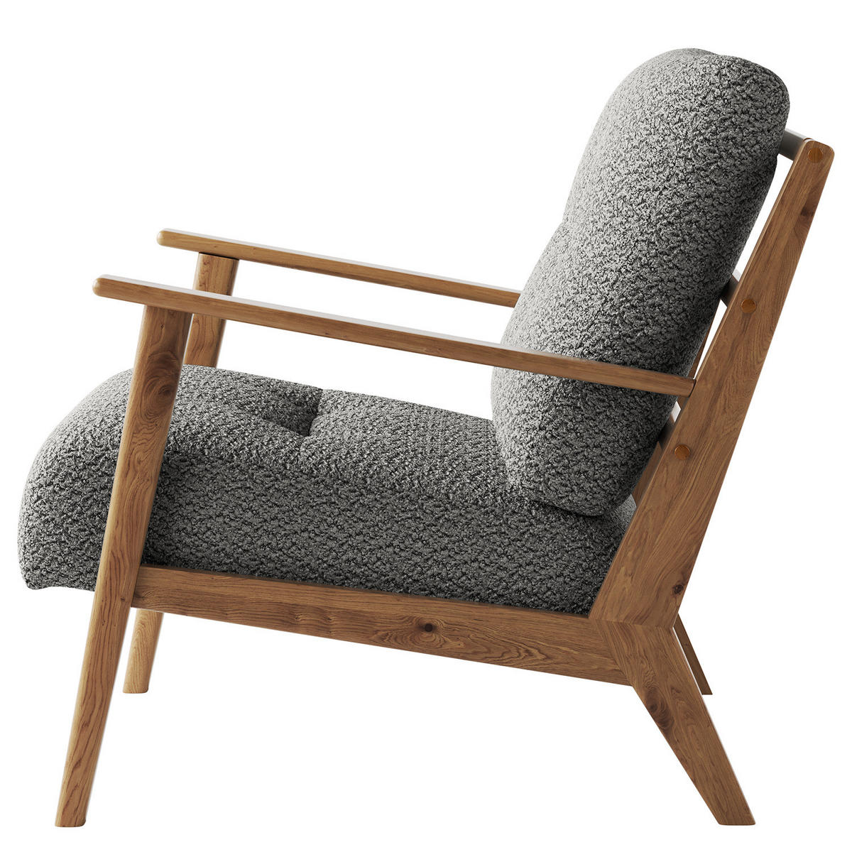 SESSEL - Braun/Grau, Eichenholz/Holz (83/80/75cm) - home24