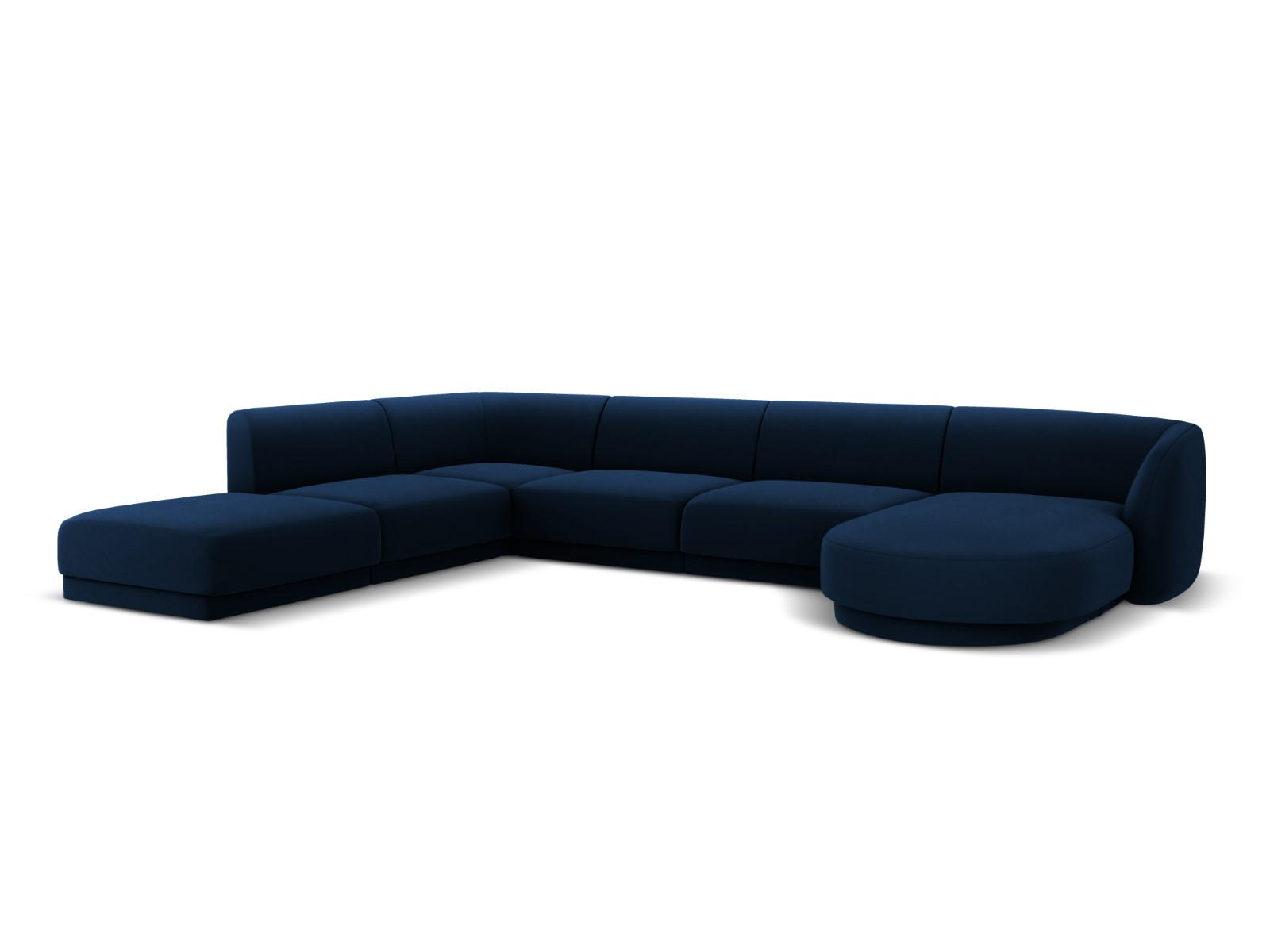 PANORAMASOFA links Miley aus Samt königsblau 6 Sitzplätze - Blau, Textil (255/70/330cm) - Micadoni