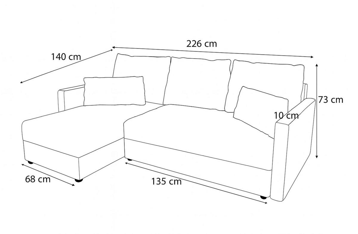 ECKSOFA L Form Dolceo Silbergrau 226/140/78 cm – Schlaffunktion Universell Rechts Links - Greige/Schwarz, Kunststoff/Textil (226/140cm) - AX Living