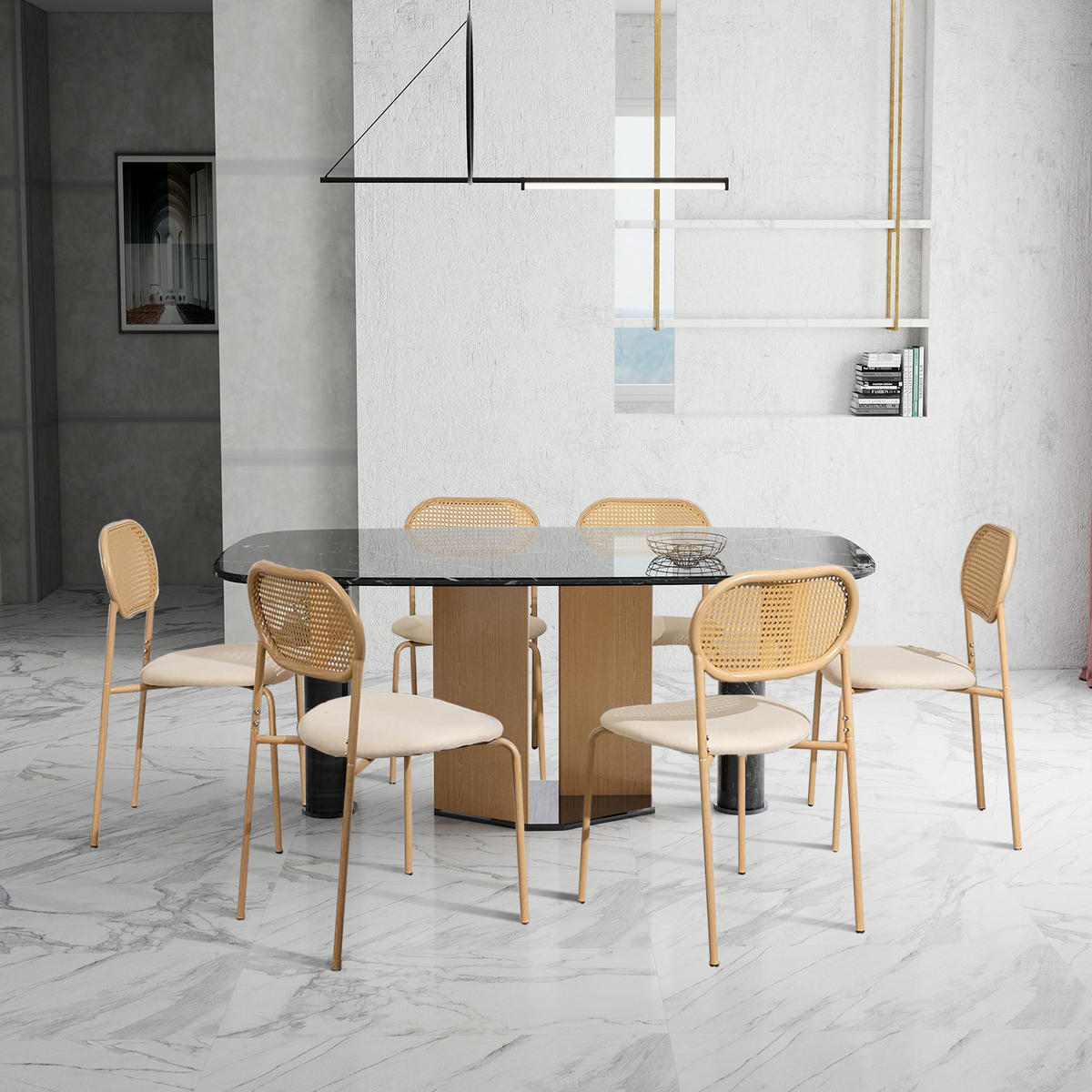 ESSZIMMERSTUHL 2er Set Rattan Metall Holzfarben - Naturfarben, Holz (48/80.5/44.5cm) - LEBENLANG