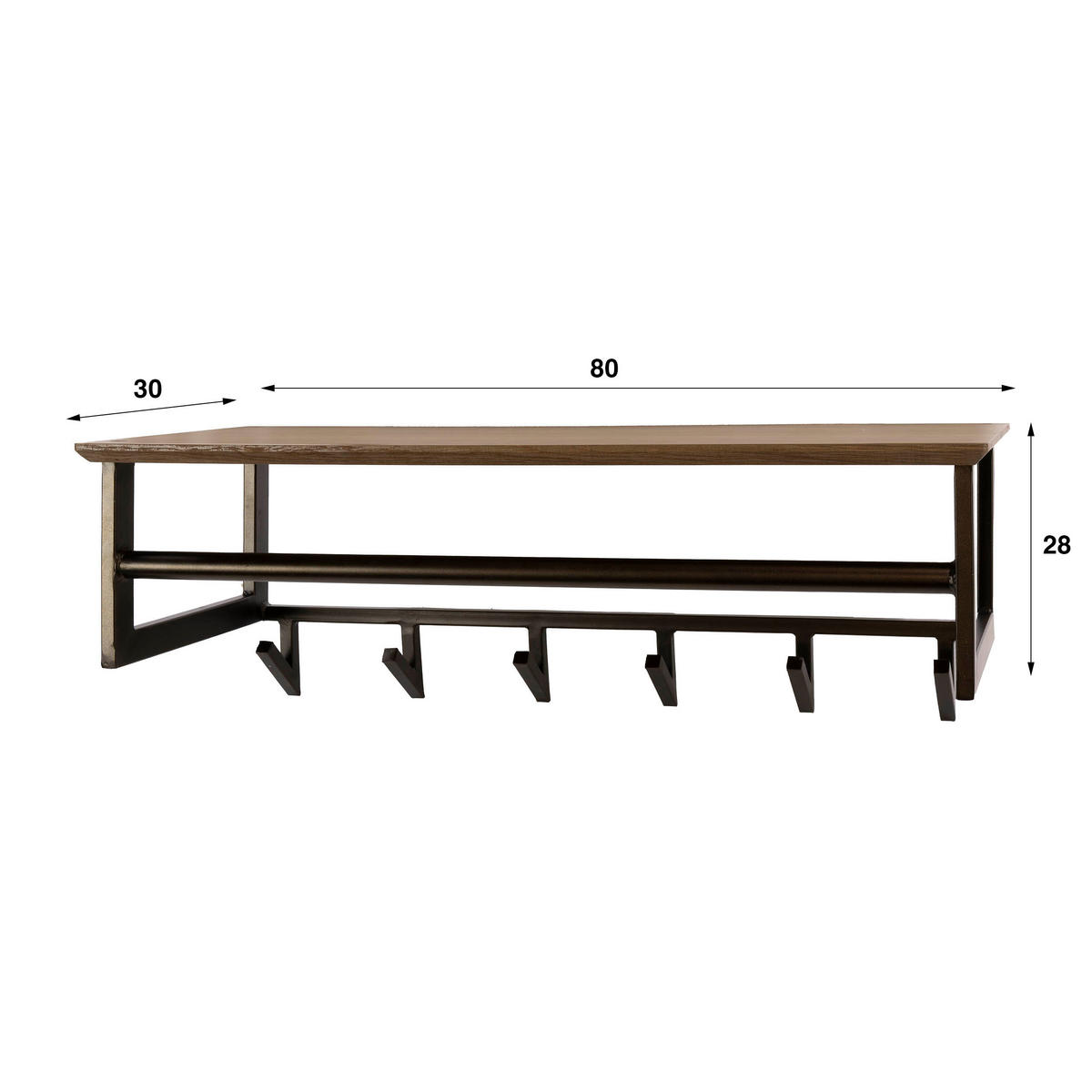 WANDGARDEROBE Bruno Braun 30/80/28 cm - Braun, Metall (80/28/30cm) - Hoyz Collection