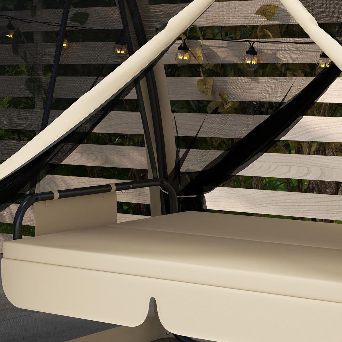 HOLLYWOODSCHAUKEL mit Liegefunktion 3-Sitzer - Beige, Metall (140/197/240cm) - Outsunny