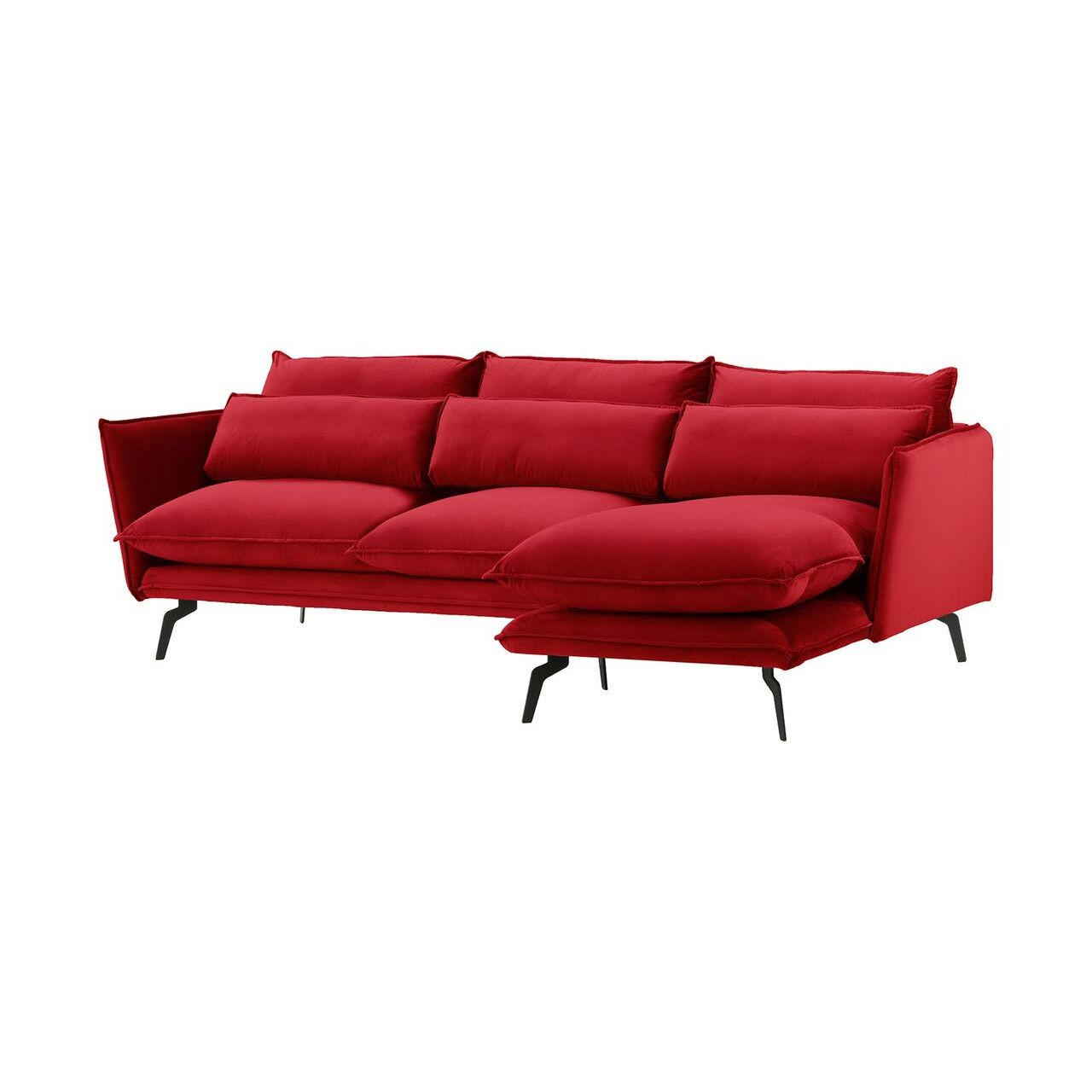 ECKSOFA Layla Rechts-Velluto 7 - Rot, Holz/Textil (278/160cm)