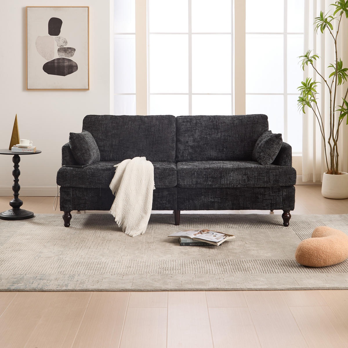 SOFA 2-Sitzer 175/83/78 cm Schwarz - Schwarz, Textil (83/78/175cm)