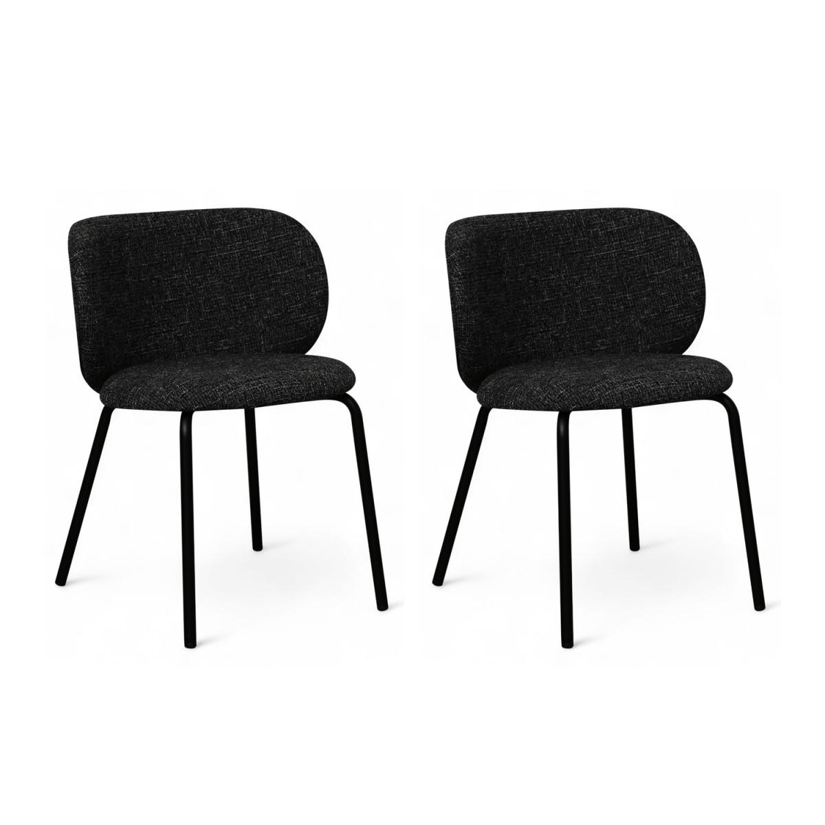 STUHL-SET 2 Stück in Teddystoff Schwarz - Schwarz, Textil/Metall (57/73/58cm) - Furnhouse