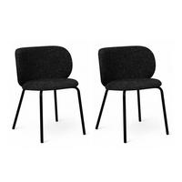 STUHL-SET 2 Stück in Teddystoff Schwarz - Schwarz, Textil/Metall (57/73/58cm) - Furnhouse