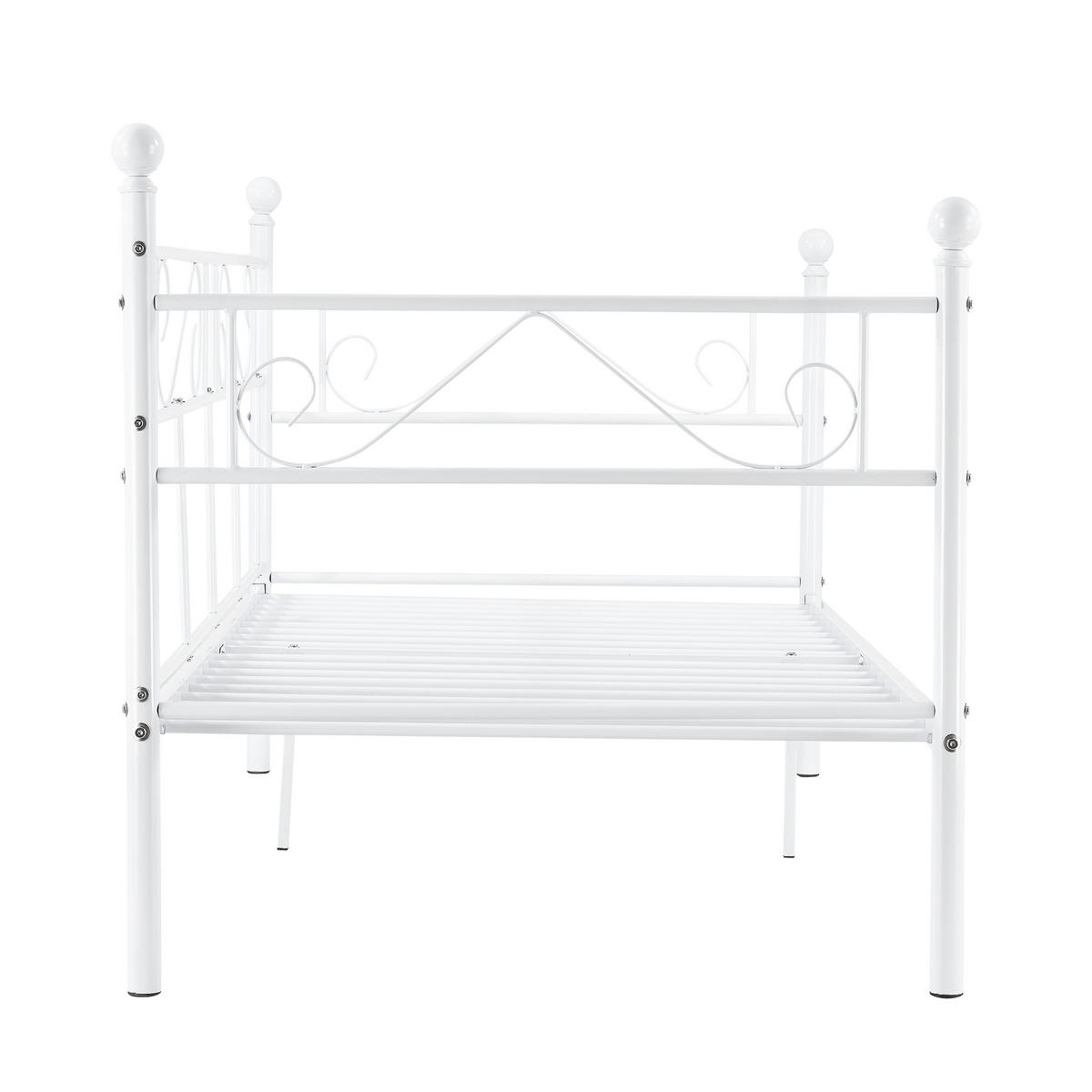 TAGESBETT Granada - Weiß, Metall (90/200cm) - [en.casa]
