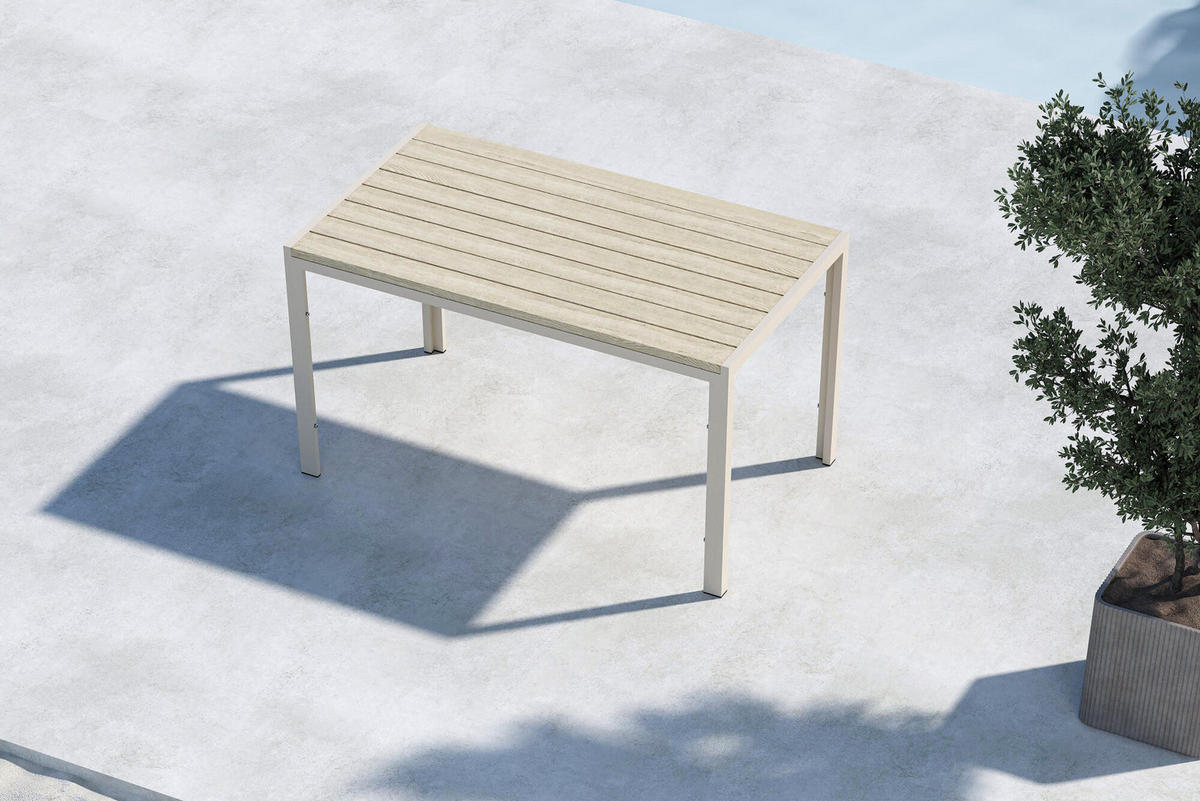GARTENESSTISCH MIRKO Beige 80x140x74 cm - Beige, Metall (140/80/74cm) - FURNLUX