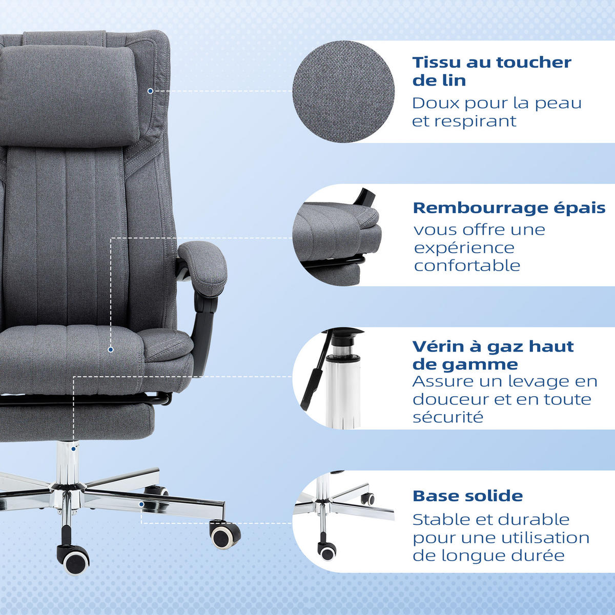 CHEFSESSEL DE-11683 135° neigbar mit Fußstütze Grau - Dunkelgrau, Textil (61/113/65cm) - ComfortXL