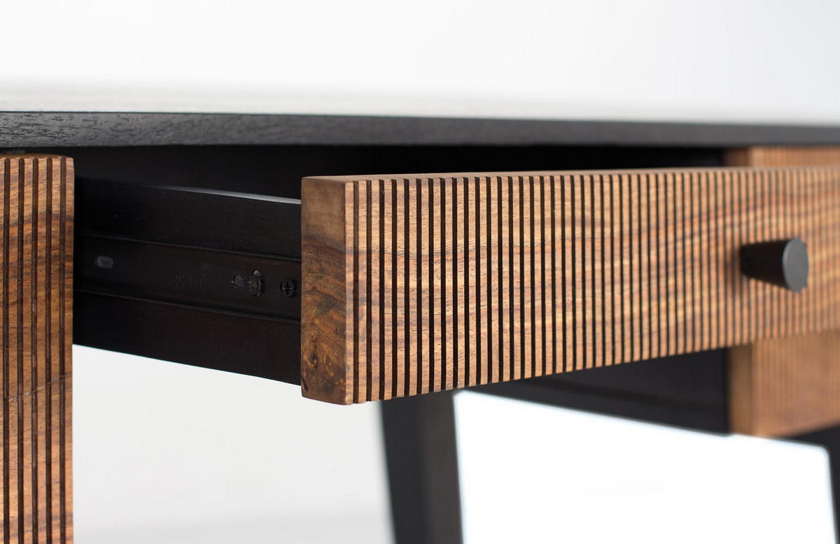 SCHREIBTISCH aus Palisanderholz mit braunen Metallbeinen - Schwarz, Holz (132/50/76cm) - Giner y Colomer
