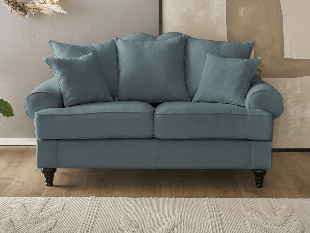 SOFA grau Landhaus, Couch 2-Sitzer 170 cm - Grau, Holz/Textil (170/95/100cm) - Furn.Design