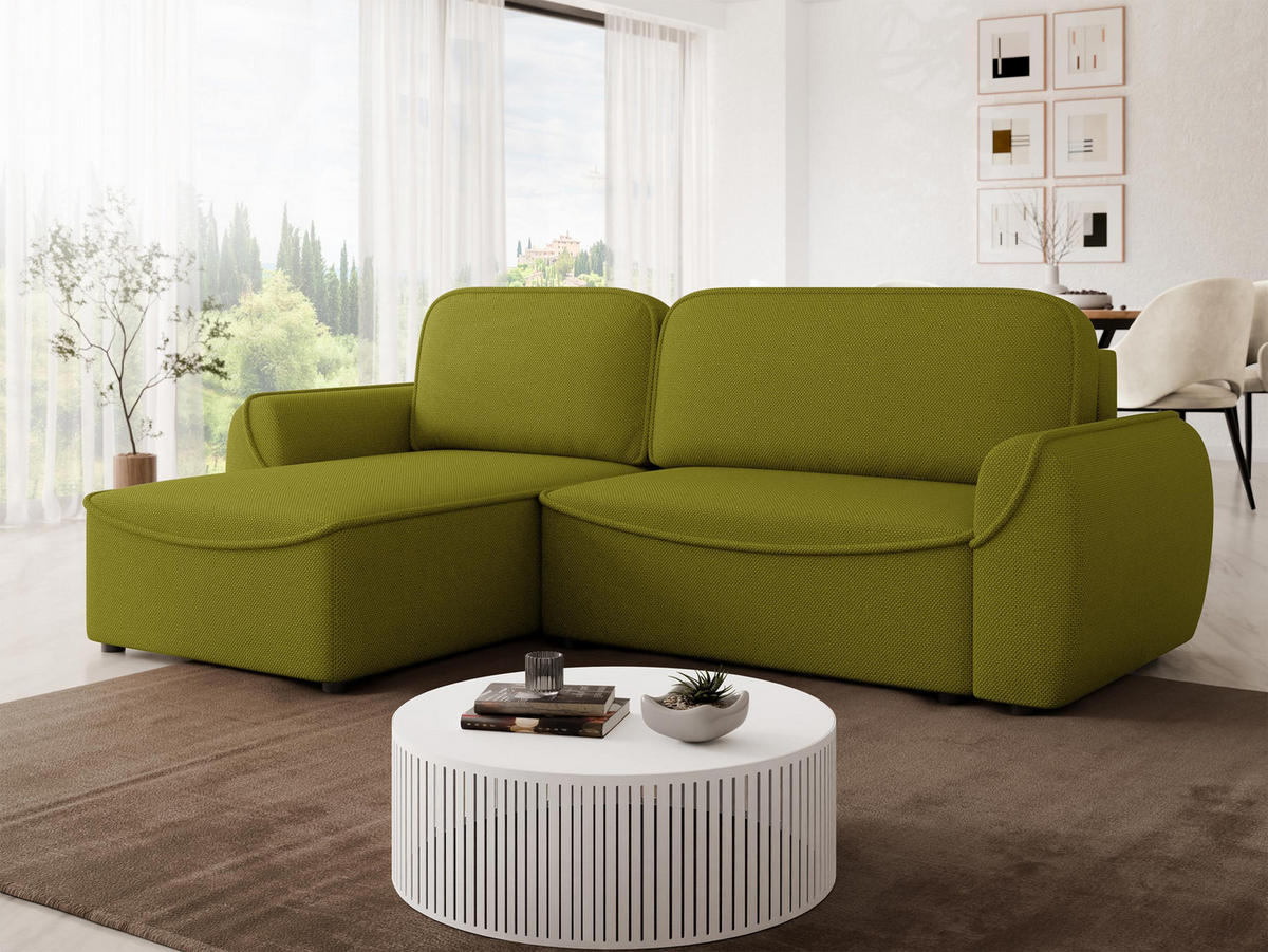 ECKSOFA Loom - Schwarz/Grün, Holz/Kunststoff (261/175cm) - MIRJAN24