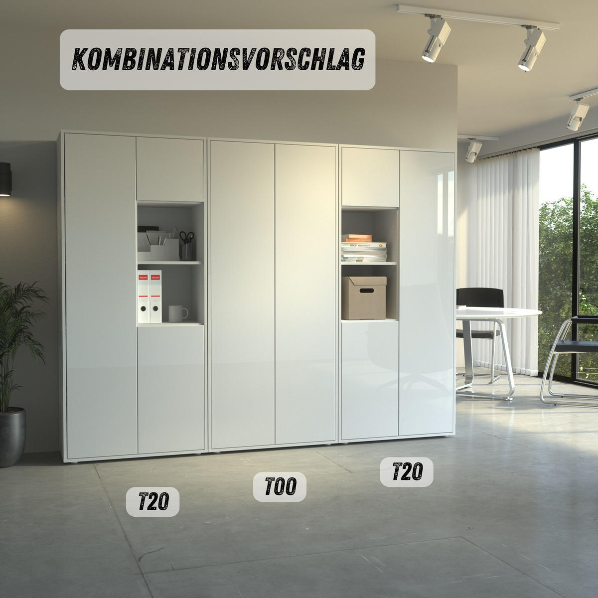 AKTENSCHRANK Amira T20 Weiß Hochglanz 180/80/40 cm - Weiß Hochglanz, Holzwerkstoff (80/180/40cm) - SIMPLYFURN