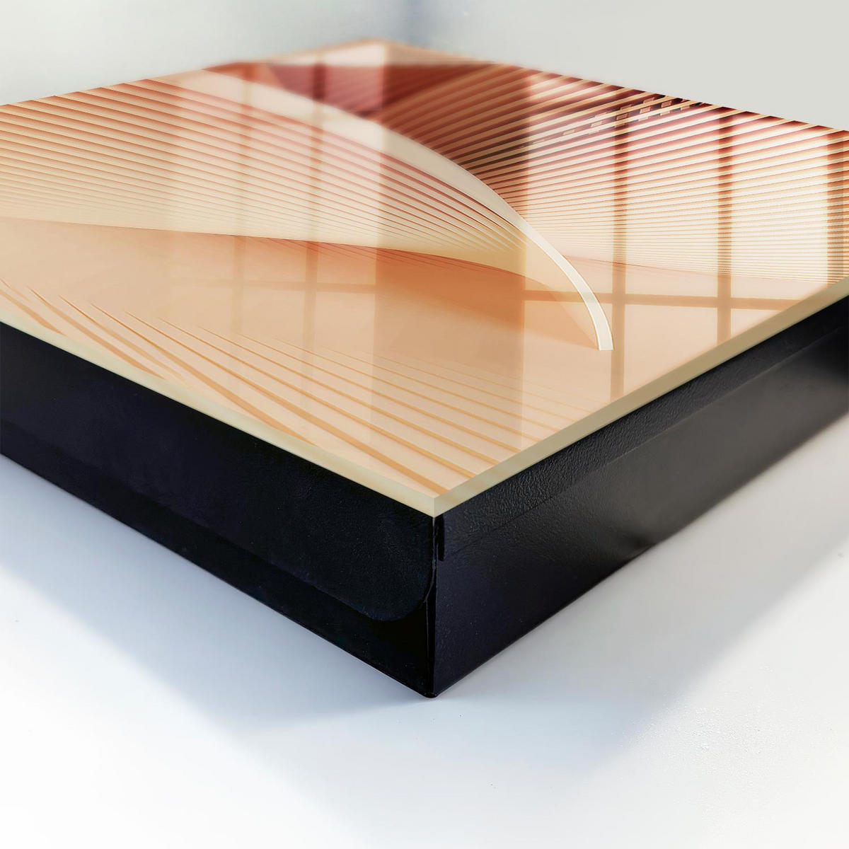 SCHLÜSSELBOX Schwarz 30x30 cm- Türöffnung nach rechts - Abstrakte Wellen - Beige, Metall (30/30/5cm) - TULUP