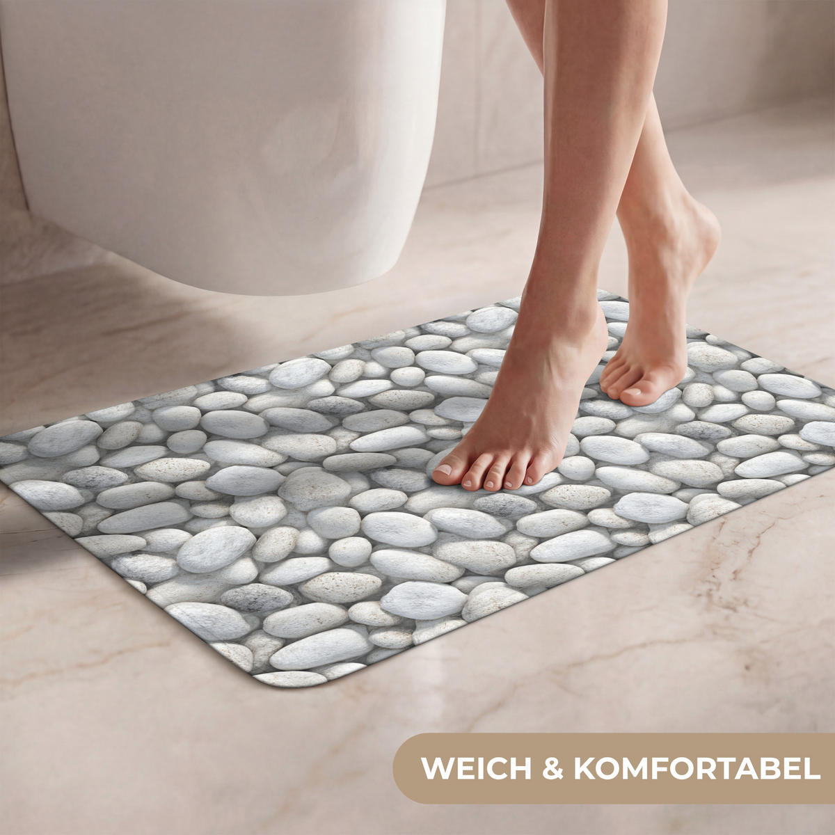 WC PŘEDLOŽKA Kameny - šedé - oválné 60x40 cm - světle šedá, textil/plast (60/1cm) - OnlyWow