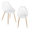 DESIGNSTUHL-SET 2 TLG. Warschau - Buchefarben/Weiß, Kunststoff/Metall (48/83/58cm) - [en.casa]