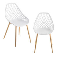 DESIGNSTUHL-SET 2 TLG. Warschau - Buchefarben/Weiß, Kunststoff/Metall (48/83/58cm) - [en.casa]