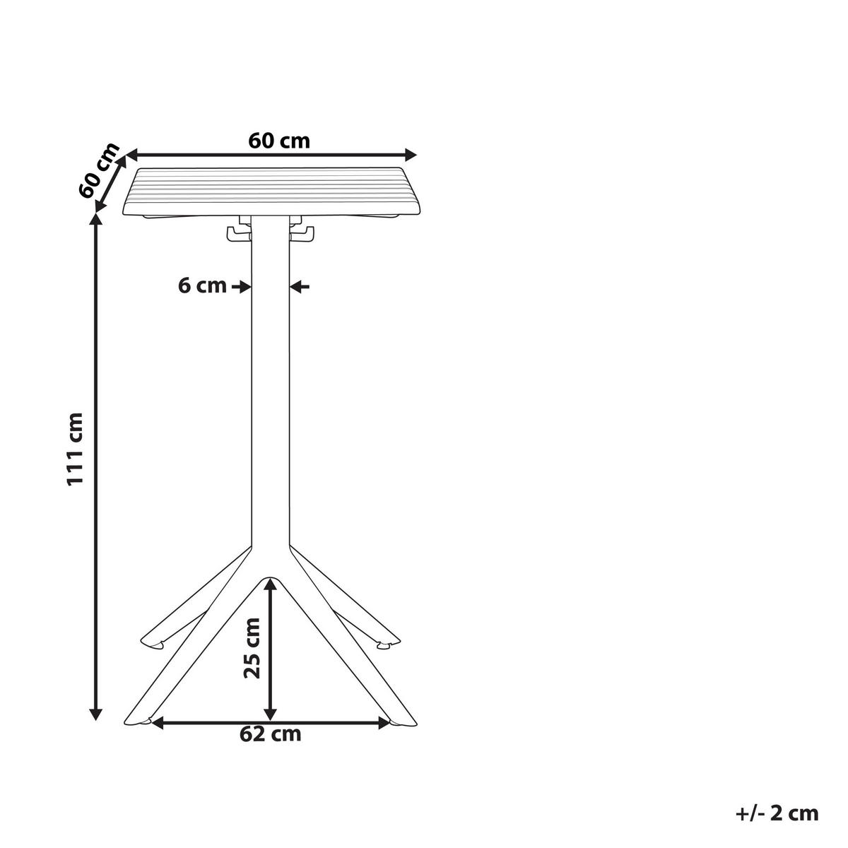 GARTEN-BARTISCH 60/60 cm Beige Lemnos - Beige, Kunststoff (60/60/111cm) - Beliani