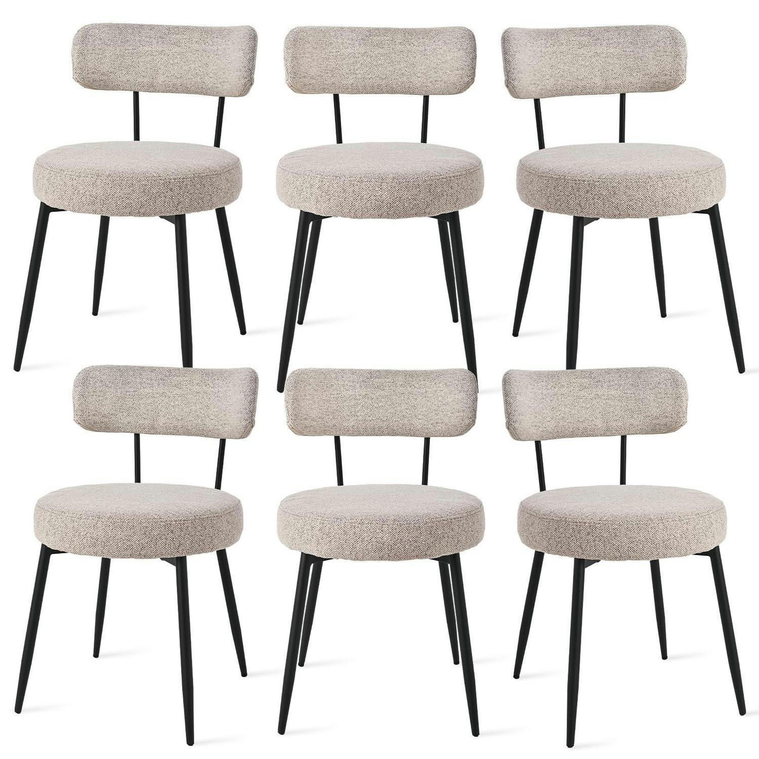 ESSZIMMERSTÜHLE 6er Set Bouclé Leinen Braun mit Metallbeinen - Beige, Textil (54/80.5/50cm)
