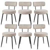 ESSZIMMERSTÜHLE 6er Set Bouclé Leinen Braun mit Metallbeinen - Beige, Textil (54/80.5/50cm)