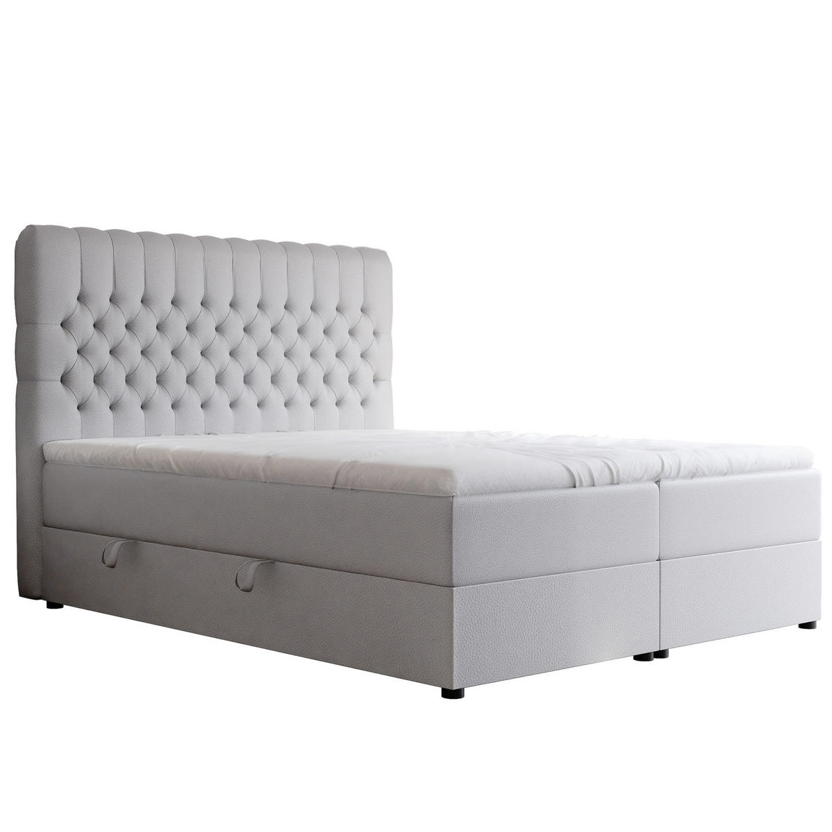 BOXBETT 200x200 cm mit Topper - Grau, Holzwerkstoff/Textil (200/200cm) - Idohome