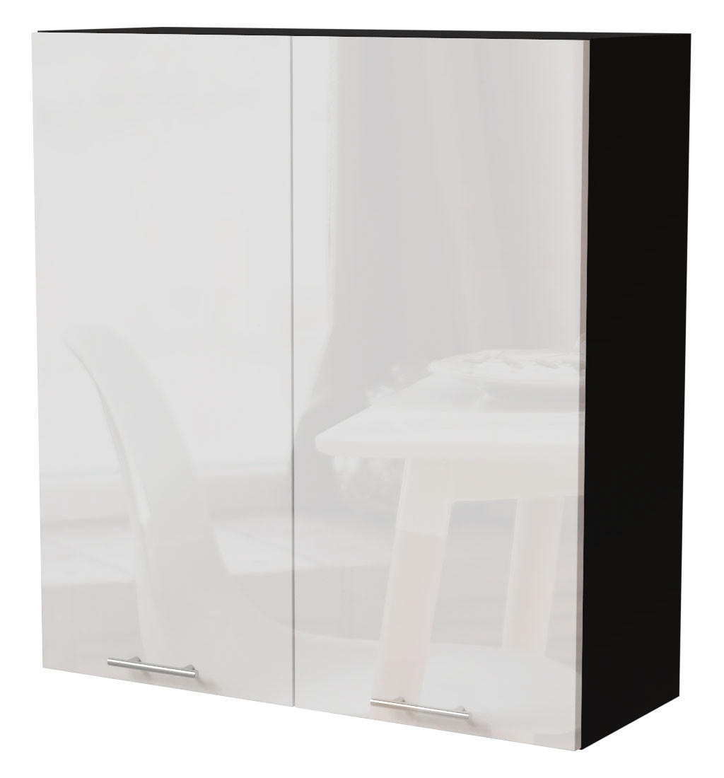 Feldmann-Wohnen Hängeschrank Weiß Hochglanz, Schwarz 90x96x32.5 cm