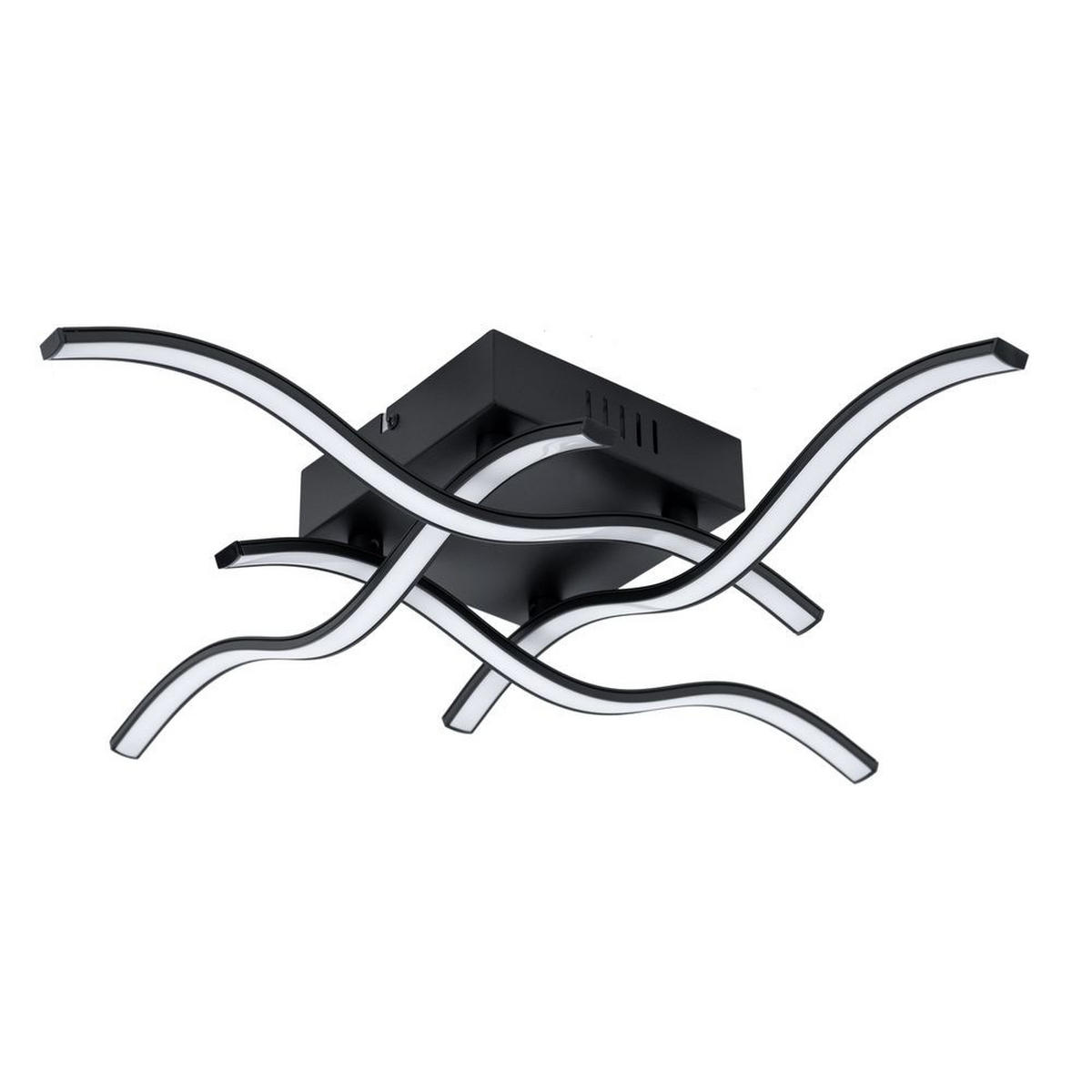 LED DECKENLEUCHTE Wellen Design Schwarz - Schwarz, Metall (55/55/9cm)