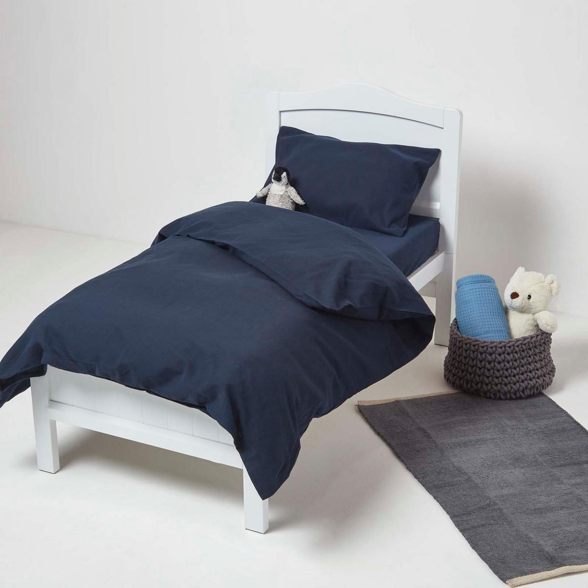 KINDERBETTWÄSCHE Leinen - Dunkelblau, Textil (120/150cm) - Homescapes