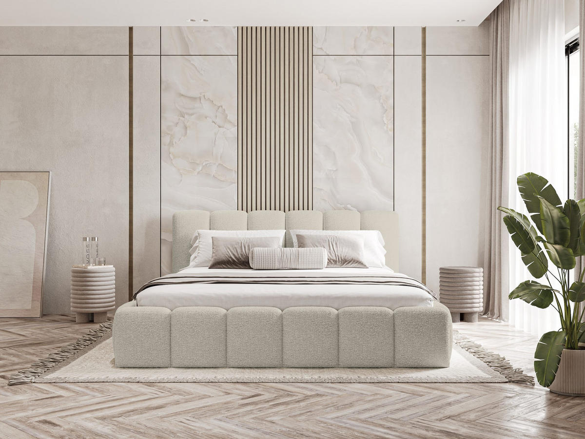 POLSTERBETT Lukhi 200x200 cm, Beige - Beige, Textil (200/200cm) - Fedve
