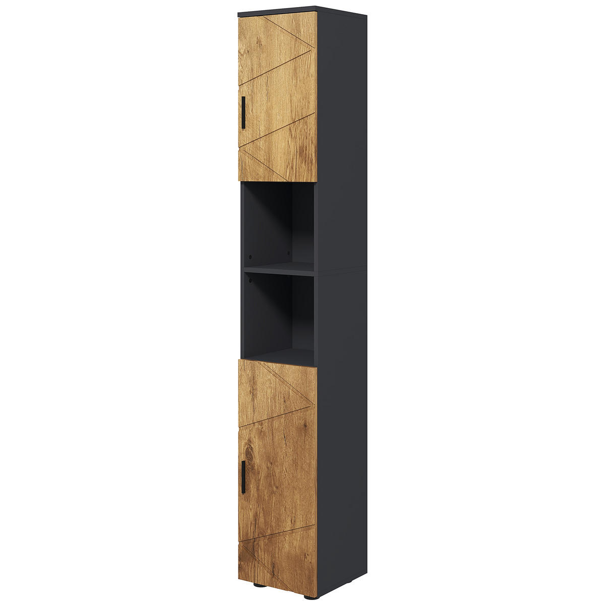 HOCHSCHRANK DE-12388 30/30/183 cm Dunkelgrau Eiche - Eichefarben, Holzwerkstoff (30/183/30cm) - ComfortXL