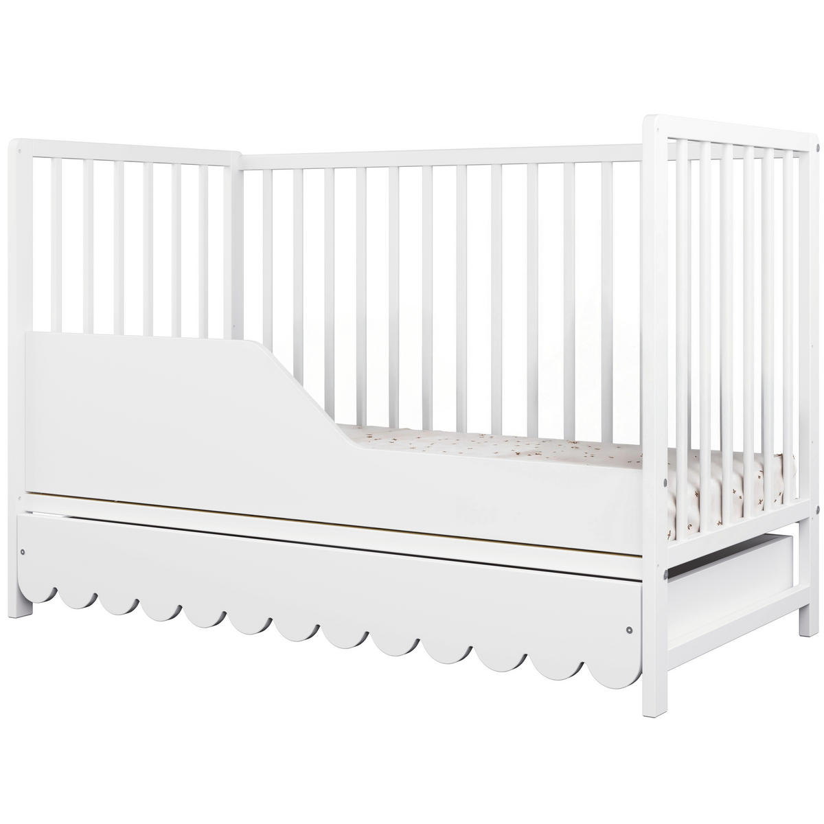 BABYBETT 2-IN-1 mit Schublade 60/120 cm Weiß - Weiß, Holz (60/120cm) - Lettino