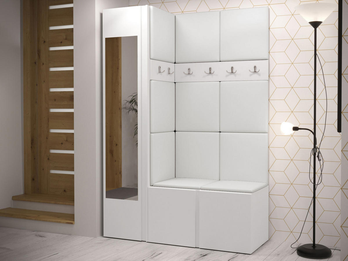 GARDEROBEN-SET Orion X - Weiß, Holzwerkstoff/Kunststoff (124/186/46cm) - MIRJAN24