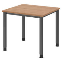 SCHREIBTISCH Serie-H Gestell: Graphit 80/80/74 cm in Nussbaumfarben - Nussbaumfarben, Holzwerkstoff (80/80/74cm) - bümö