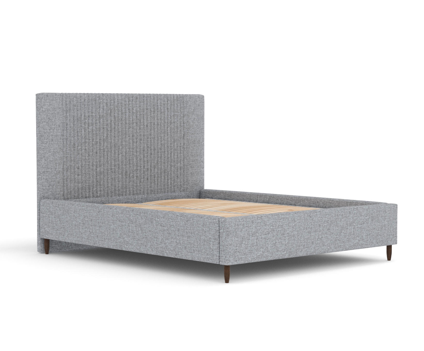 POLSTERBETT Etero Grau 160/200 cm im Chenille-Stoff - Wengefarben/Naturfarben, Holz/Holzwerkstoff (160/200cm) - Maison de Reve