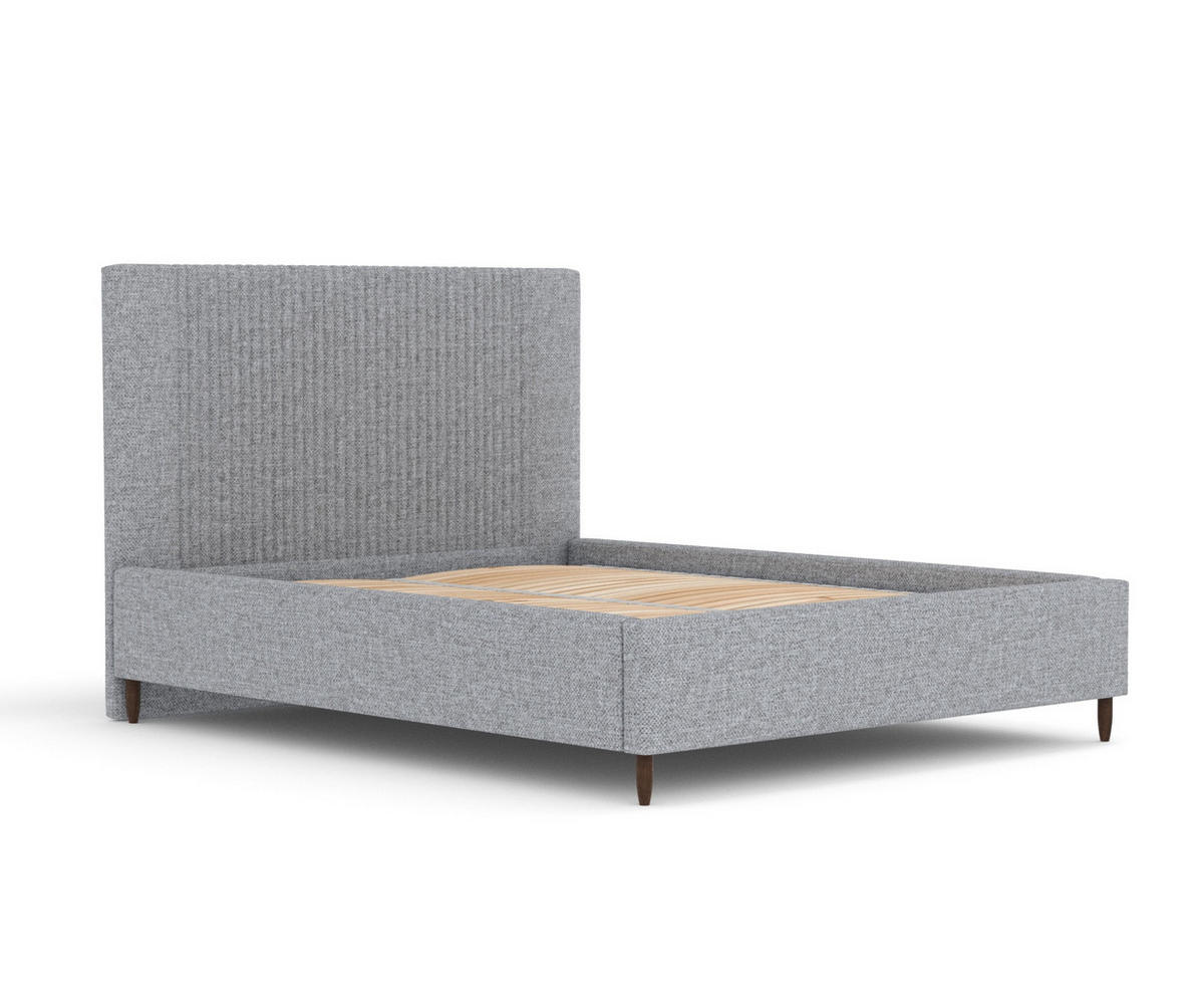POLSTERBETT Etero Grau 160/200 cm im Chenille-Stoff - Wengefarben/Naturfarben, Holz/Holzwerkstoff (160/200cm) - Maison de Reve