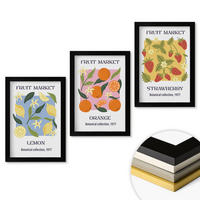 WANDBILDER 3er-Set - 20x30 cm Schwarzer Rahmen - Fruchtposter Zitronen Erdbeeren - Schwarz, Kunststoff (20/30cm) - ArtPrintCave