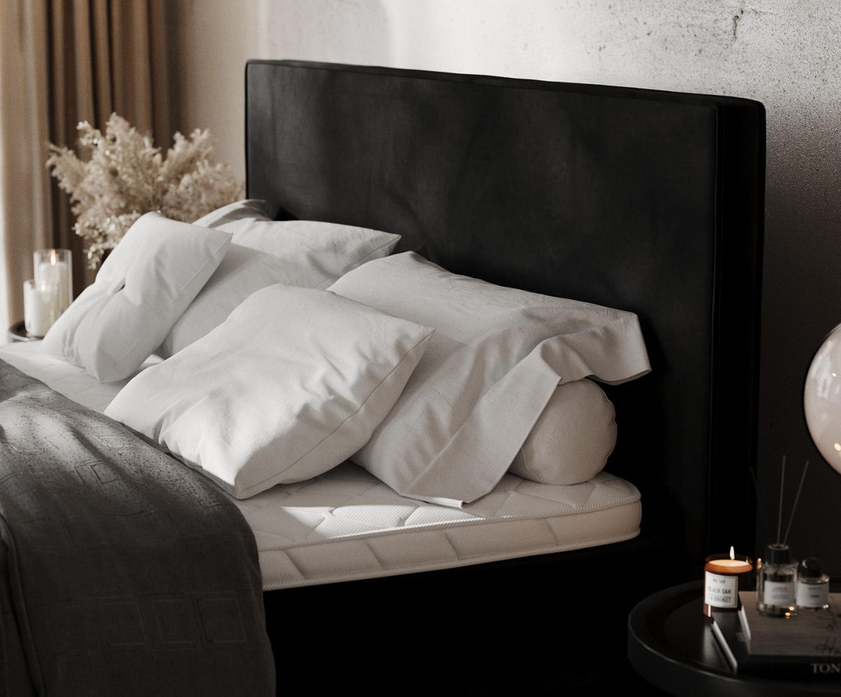 BOXBETT Velma 200/200 cm Schwarz im Kronos Stoff - Schwarz, Holz/Holzwerkstoff (200/200cm) - AltaBeds