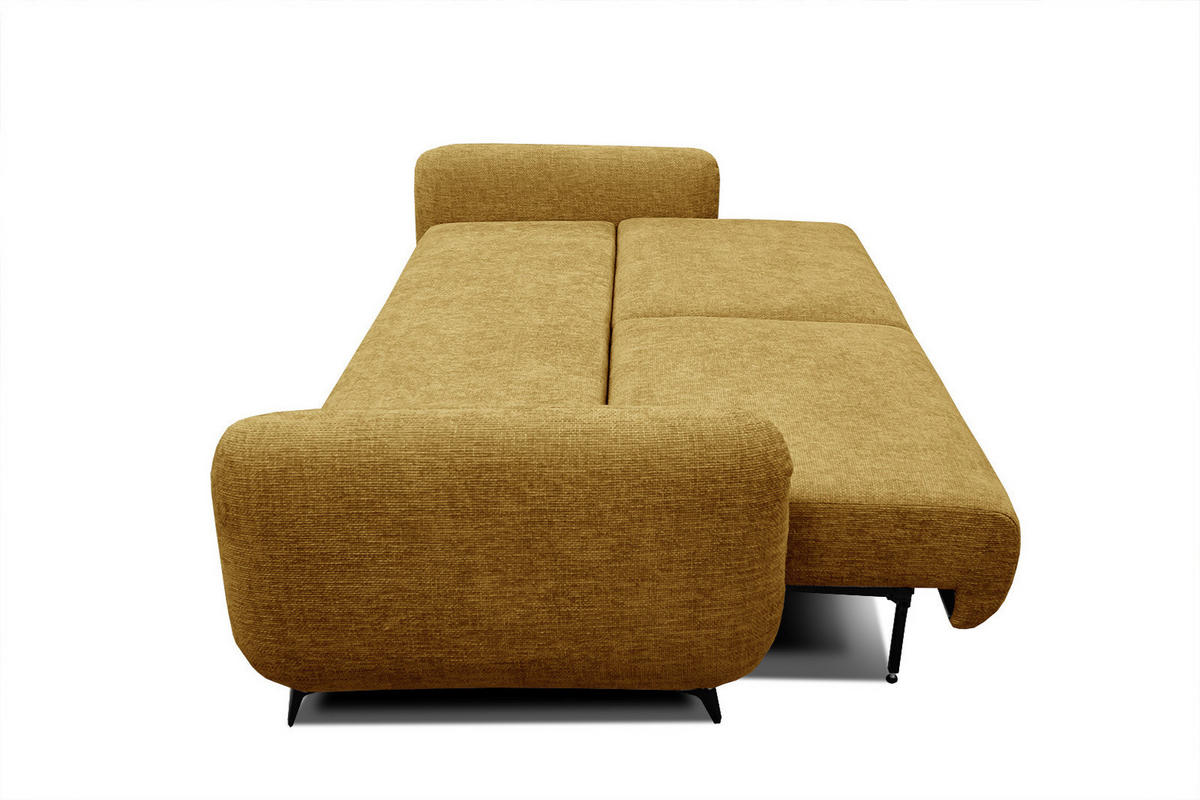 SOFA DRAKE 3-Sitzer mit Schlaffunktion, dunkelgelb - Dunkelgelb/Braun, Holz/Textil (232/90/107cm) - Courtois Laville