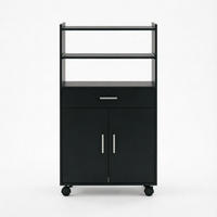 SERVIERWAGEN DE-38822 59/40/92 cm 4 Rollen und Schublade Schwarz - Schwarz, Holzwerkstoff (59/92/40cm) - ComfortXL