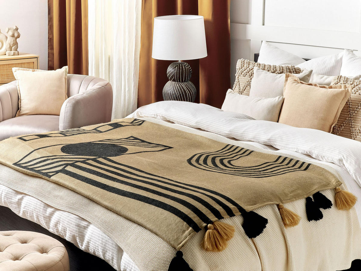 DECKE Beige Thaprek 130/170 cm - Beige, Textil (130/170cm) - Beliani