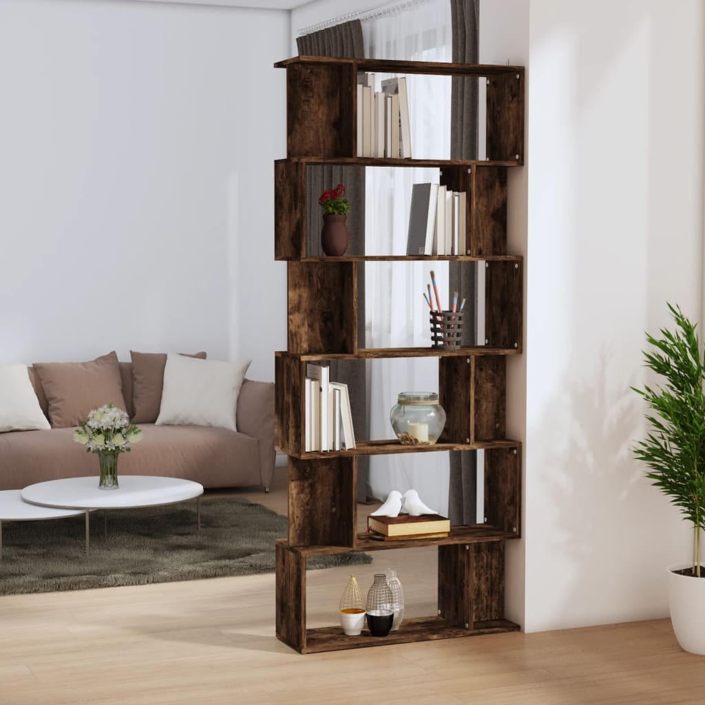 BÜCHERREGAL mit 6 Ebenen 80/24/193 cm aus Holzwerkstoff Räuchereiche Dekor - Dunkelbraun, Holz (80/192/24cm) - vidaXL