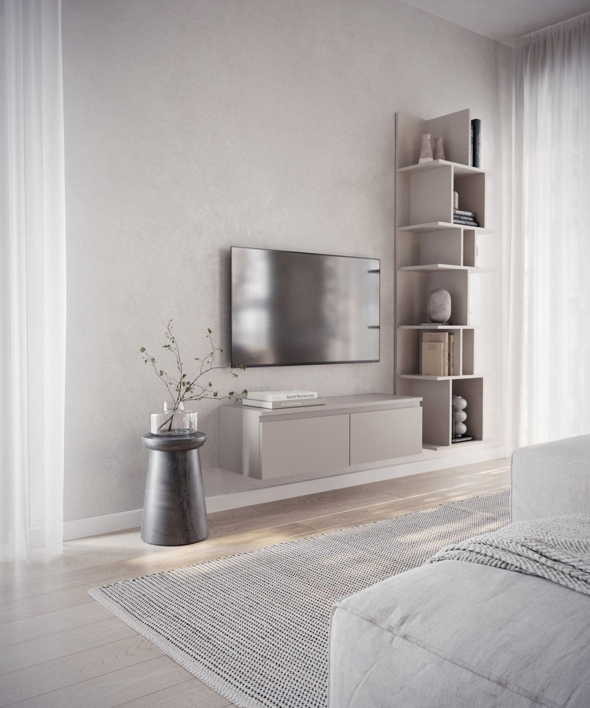 TV-LOWBOARD Bemmi Greige 100 cm - Kaschmir, Holzwerkstoff (100/28.4/31.8cm) - Selsey